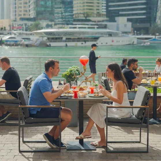 couple enjoying dining at Jasmira